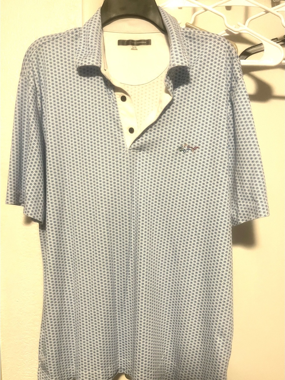 Greg Norman Collection Light Blue Patterned Polo